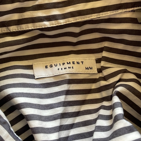 Equipment Monochrome Striped Shirt with Floral Embroidery - Picture 4 of 5